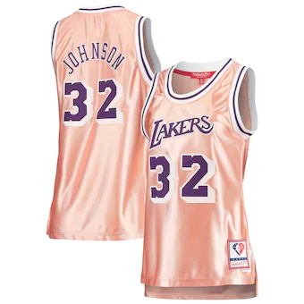 womens mitchell and ness magic johnson pink los angeles lak-352